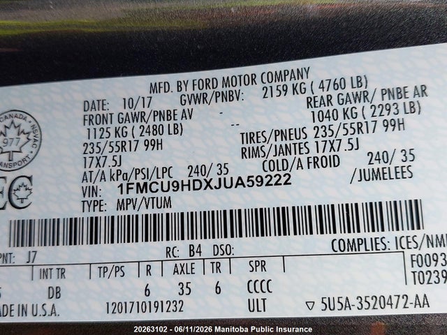 Ford ESCAPE SEL 2018 1FMCU9HDXJUA59222 Image 8