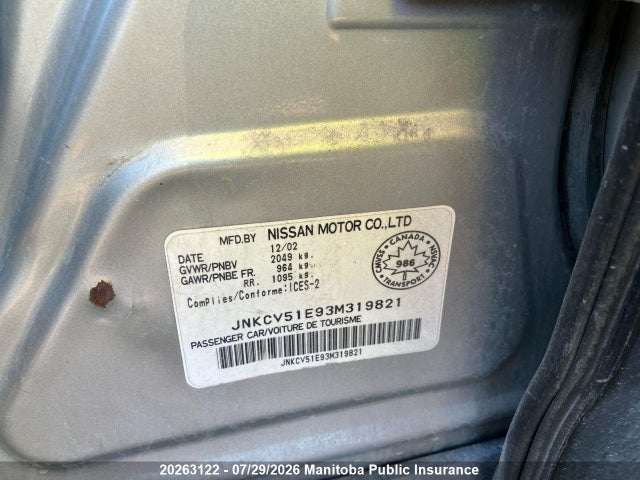 Aukcja sprzedaży 2003 Infiniti G35, vin: JNKCV51E93M319821, numer aukcji: 20263122