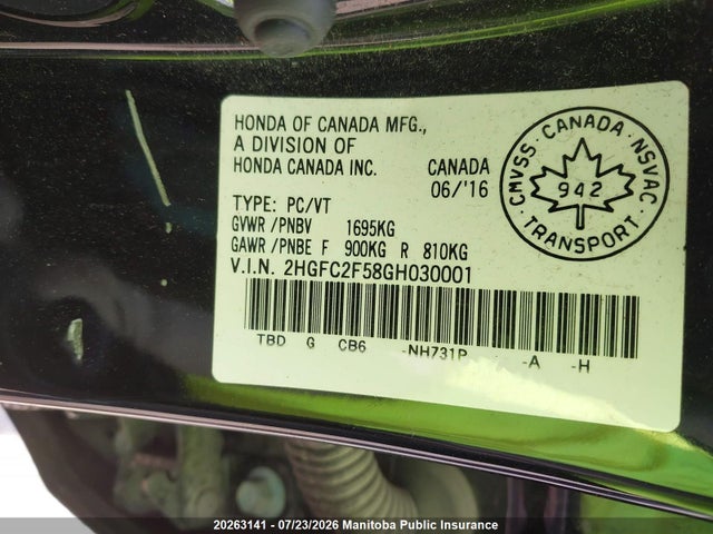 Honda Civic Lx 2016 2HGFC2F58GH030001 Image 9