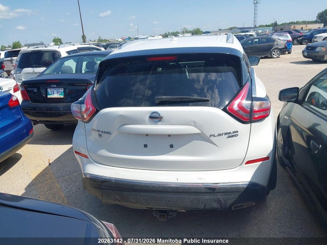 20263142 :رقم المزاد ، 5N1AZ2MH5GN133934 vin ، 2016 Nissan Murano Platinum مزاد بيع