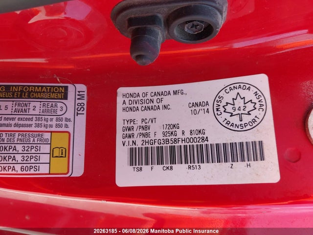 Honda CIVIC EX 2015 2HGFG3B58FH000284 Image 8