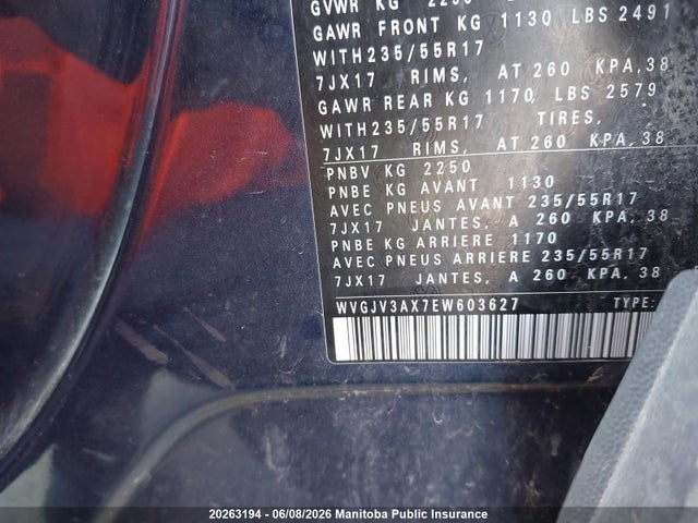 Aukcja sprzedaży 2014 Volkswagen Tiguan 2.0 Tsi, vin: WVGJV3AX7EW603627, numer aukcji: 20263194