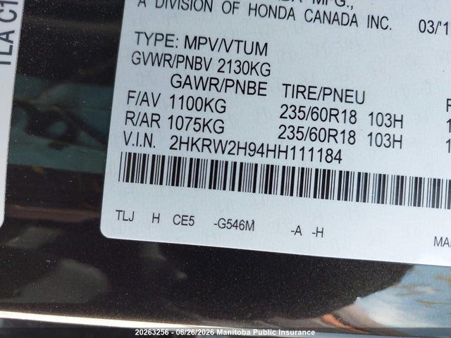 Honda Cr-v Touring 2017 2HKRW2H94HH111184 Image 9