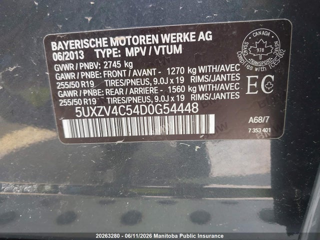 2013 Bmw X5 35i მანქანა იყიდება აუქციონზე, vin: 5UXZV4C54D0G54448, აუქციონის ნომერი: 20263280