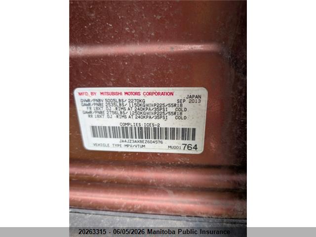 Продаж на аукціоні авто 2014 Mitsubishi Outlander Gt, vin: JA4JZ3AX8EZ604576, номер лоту: 20263315