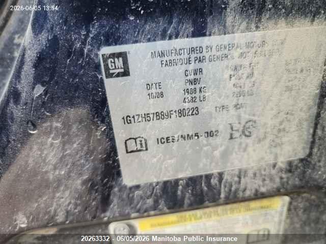 2009 Chevrolet Malibu Lt მანქანა იყიდება აუქციონზე, vin: 1G1ZH57B89F180223, აუქციონის ნომერი: 20263332