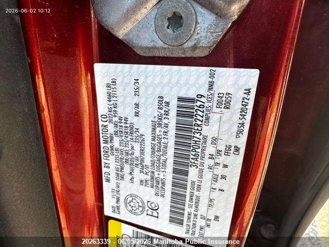 Ford FUSION SE 2014 3FA6P0H73ER222679 Image 9
