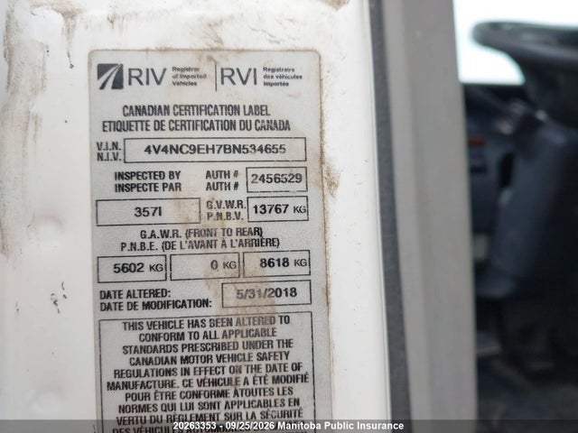 Aukcja sprzedaży 2011 Volvo Vnl, vin: 4V4NC9EH7BN534655, numer aukcji: 20263353