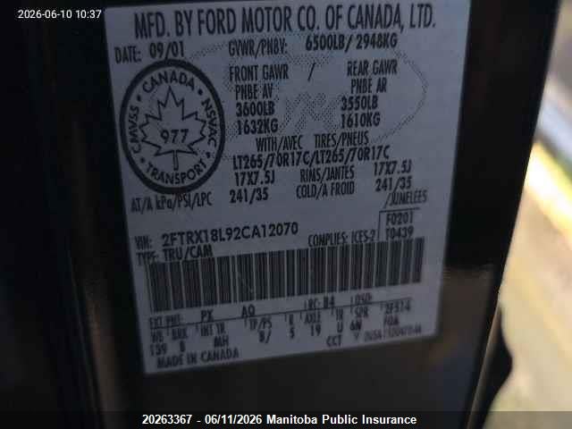 2002 Ford F150 Supercab მანქანა იყიდება აუქციონზე, vin: 2FTRX18L92CA12070, აუქციონის ნომერი: 20263367