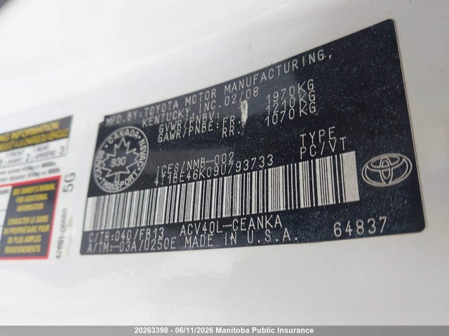 Aukcja sprzedaży 2009 Toyota Camry Le, vin: 4T1BE46K09U793733, numer aukcji: 20263398