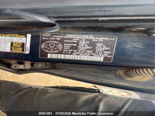 Aukcja sprzedaży 2010 Hyundai Santa Fe Gls, vin: 5NMSG3AB2AH339186, numer aukcji: 20263481