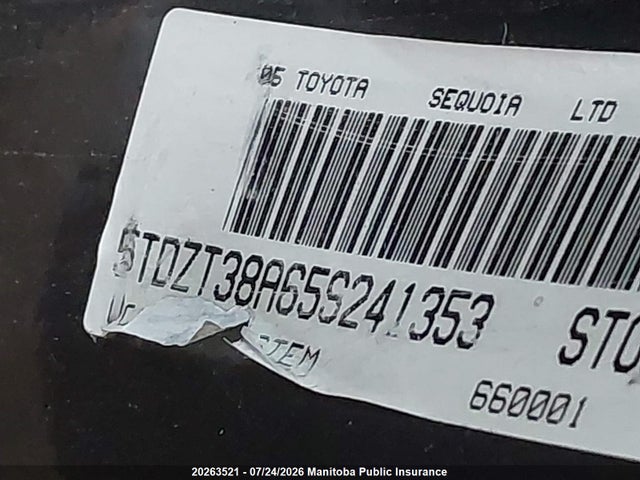Продажа на аукционе авто 2005 Toyota Sequoia Limited, vin: 5TDZT38A65S241353, номер лота: 20263521