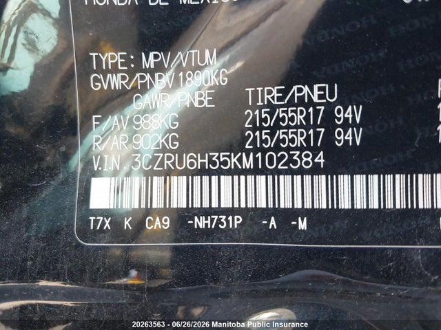Honda HR-V LX 2019 3CZRU6H35KM102384 Image 9