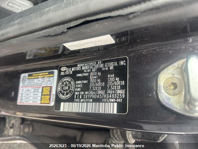 2019 Kia Sorento 3.3l Ex/3.3l Ex+ მანქანა იყიდება აუქციონზე, vin: 5XYPHDA57KG493259, აუქციონის ნომერი: 20263623