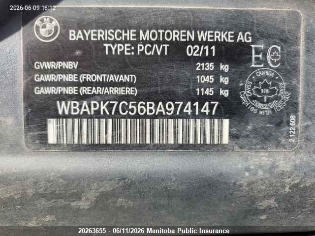 Aukcja sprzedaży 2011 Bmw 328xi, vin: WBAPK7C56BA974147, numer aukcji: 20263655