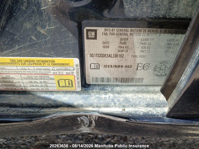 Продажа на аукционе авто 2010 Chevrolet Aveo Lt, vin: 3G1TC6DE3AL106162, номер лота: 20263656