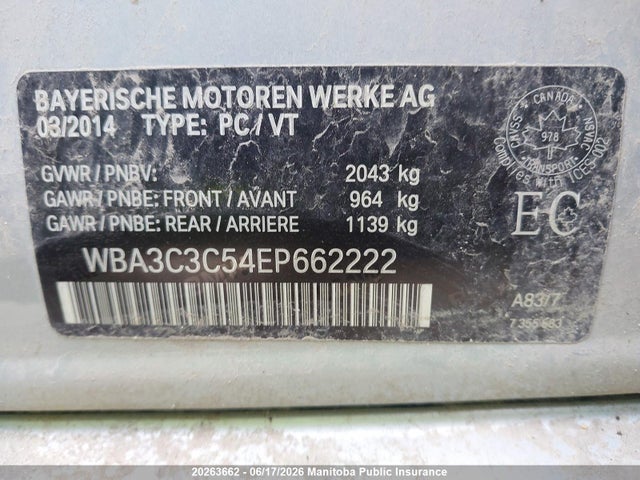 WBA3C3C54EP662222 BMW 3 Series