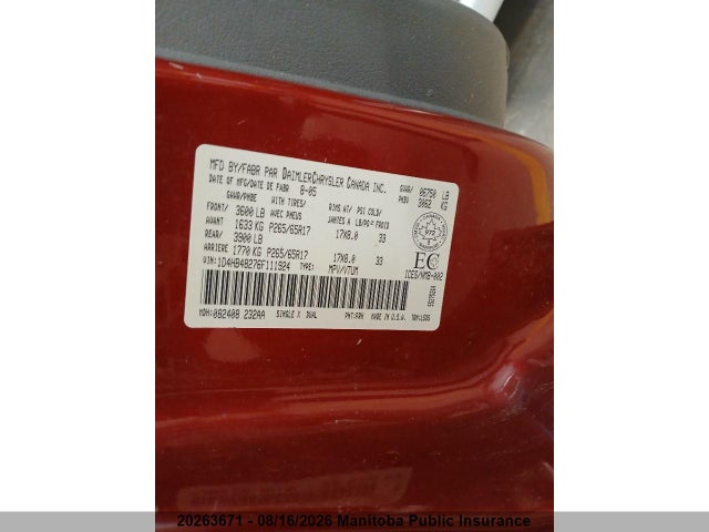 Aukcja sprzedaży 2006 Dodge Durango Adventurer, vin: 1D4HB48276F111924, numer aukcji: 20263671