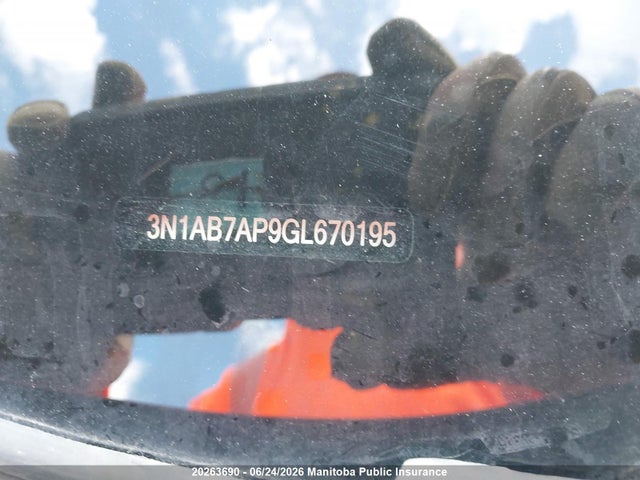 20263690 :رقم المزاد ، 3N1AB7AP9GL670195 vin ، 2016 Nissan Sentra 1.8 S مزاد بيع