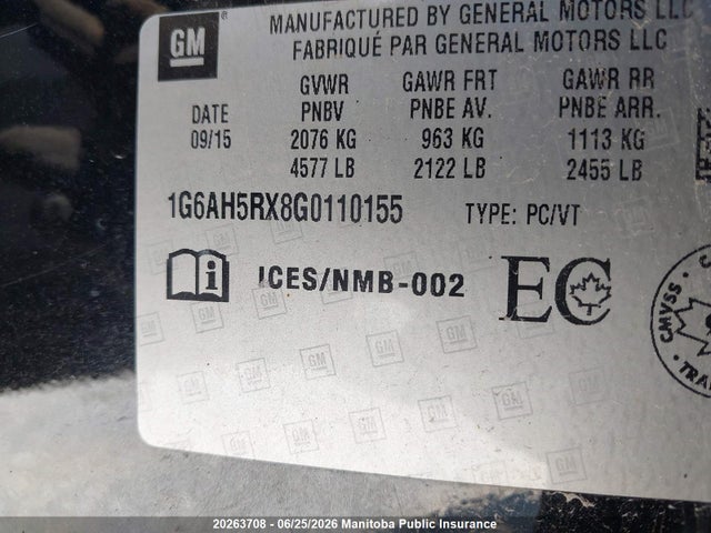 1G6AH5RX8G0110155 Cadillac Ats Turbo