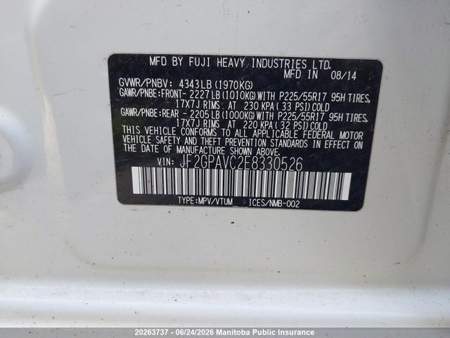 Aukcja sprzedaży 2014 Subaru Xv Crosstrek Touring, vin: JF2GPAVC2E8330526, numer aukcji: 20263737