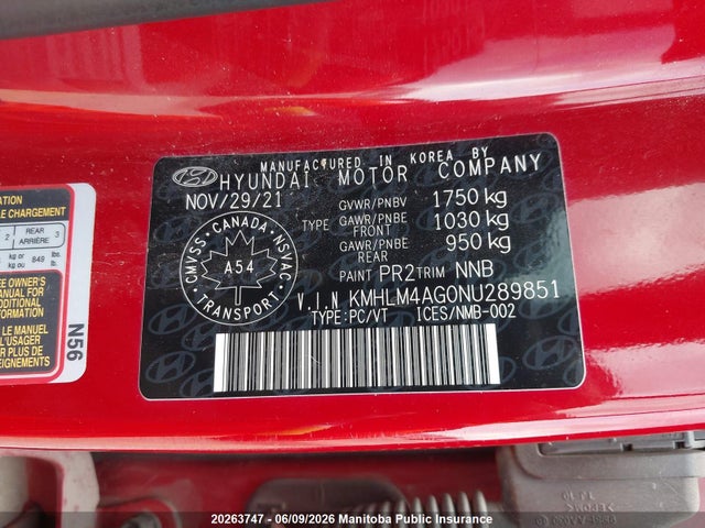 KMHLM4AG0NU289851 Hyundai Elantra Essential