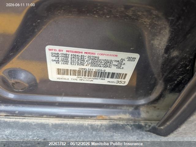 Продаж на аукціоні авто 2009 Mitsubishi Outlander Se, vin: JA4LS21WX9Z607368, номер лоту: 20263782