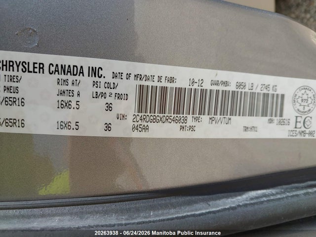 Продажа на аукционе авто 2013 Dodge Grand Caravan Se, vin: 2C4RDGBGXDR546038, номер лота: 20263938