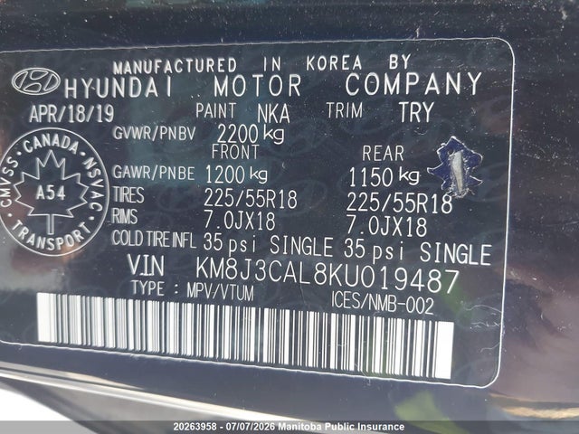 Hyundai Tucson Preferred 2019 KM8J3CAL8KU019487 Image 9