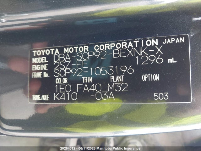 Aukcja sprzedaży 2008 Toyota Other, vin: SCP921053196, numer aukcji: 20264012