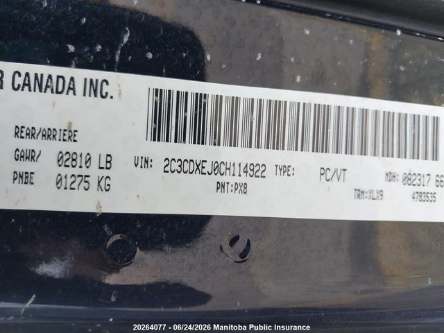 Продажа на аукционе авто 2012 Dodge Charger Srt8, vin: 2C3CDXEJ0CH114922, номер лота: 20264077
