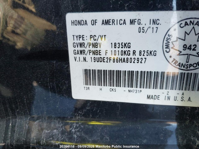 20264116 :رقم المزاد ، 19UDE2F86HA802927 vin ، 2017 Acura Ilx مزاد بيع