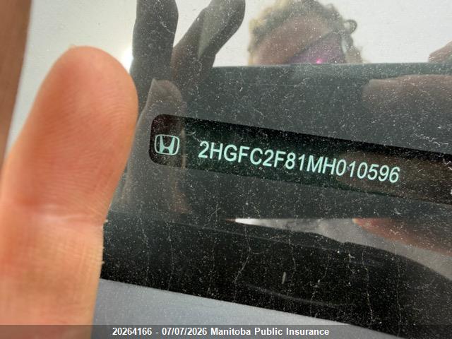 2HGFC2F81MH010596 Honda Civic Sport