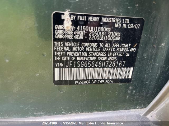Aukcja sprzedaży 2008 Subaru Forester 2.5 Xs, vin: JF1SG65648H728167, numer aukcji: 20264188