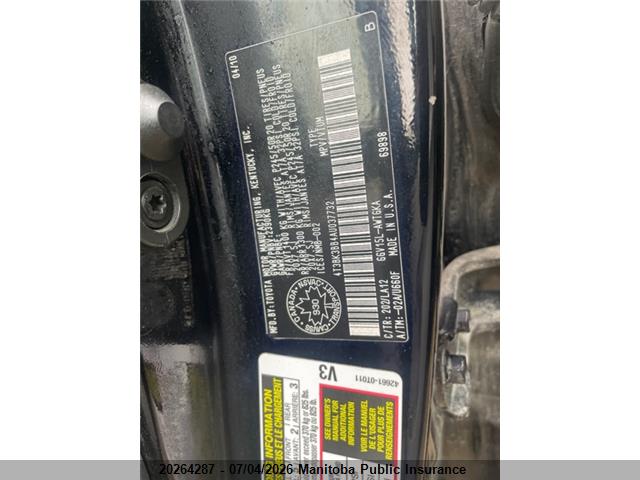20264287 :رقم المزاد ، 4T3BK3BB4AU037732 vin ، 2010 Toyota Venza V6 مزاد بيع