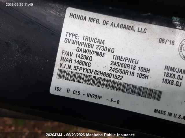 Honda Ridgeline Black Edition 2017 5FPYK3F82HB501522 Image 9