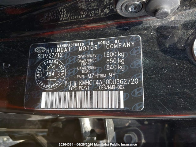 Aukcja sprzedaży 2013 Hyundai Accent Gl, vin: KMHCT4AE0DU362720, numer aukcji: 20264364