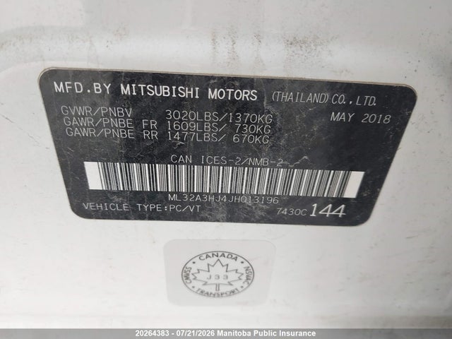 Mitsubishi MIRAGE ES 2018 ML32A3HJ4JH013196 Image 9