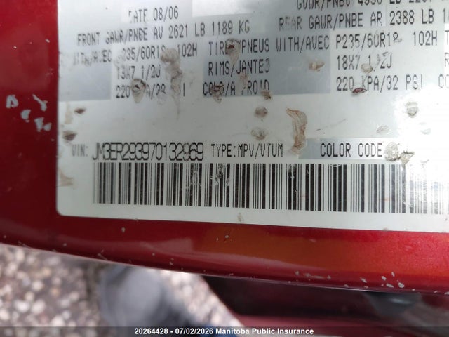 20264428 :رقم المزاد ، JM3ER293970132969 vin ، 2007 Mazda Cx-7 Gt مزاد بيع