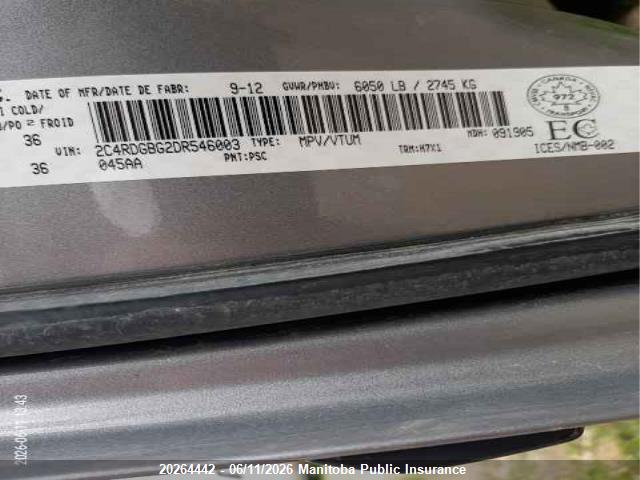 Продажа на аукционе авто 2013 Dodge Grand Caravan Se, vin: 2C4RDGBG2DR546003, номер лота: 20264442