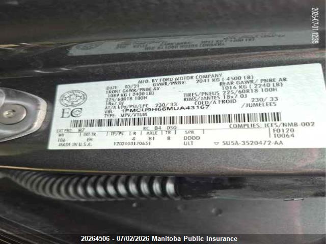 Ford ESCAPE SEL 2021 1FMCU9H66MUA43167 Image 12