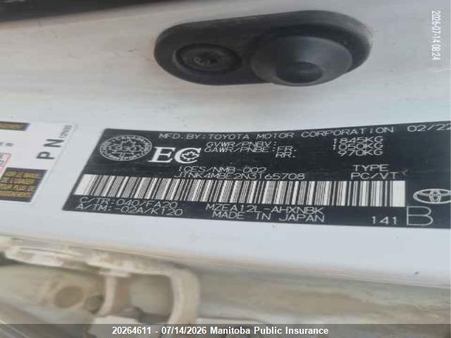 JTNK4MBE2N3165708 Toyota Corolla