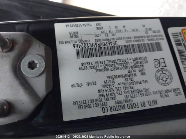 20264612 :رقم المزاد ، 3FA6P0VP6HR202466 vin ، 2017 Ford Fusion Sport V6 مزاد بيع