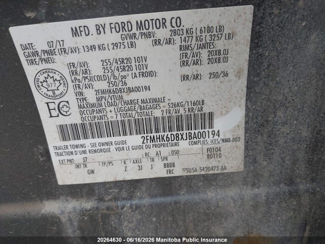 Ford Flex Limited 2018 2FMHK6D8XJBA00194 Image 8
