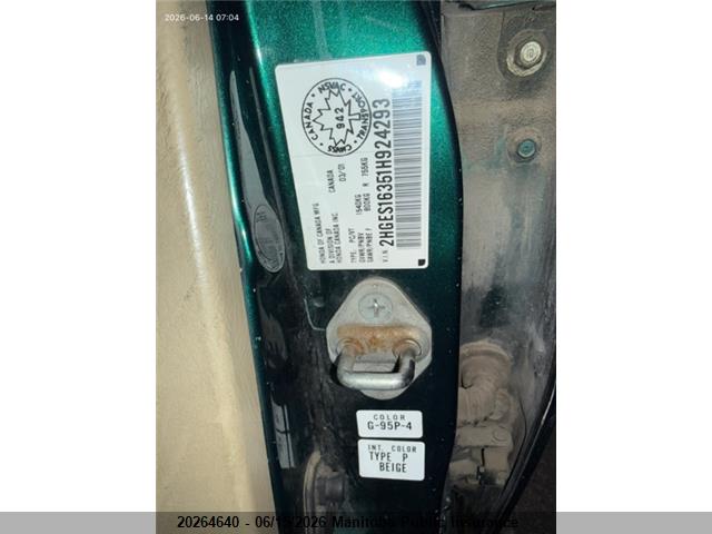 20264640 :رقم المزاد ، 2HGES16351H924293 vin ، 2001 Honda Civic Dx-g مزاد بيع