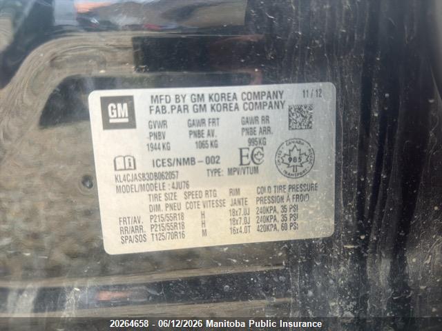 20264658 :رقم المزاد ، KL4CJASB3DB062057 vin ، 2013 Buick Encore مزاد بيع