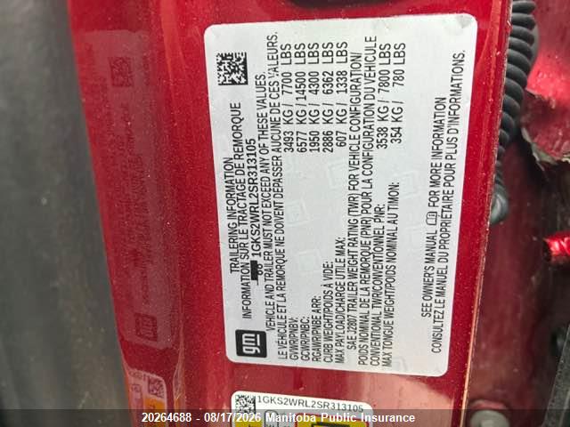 1GKS2WRL2SR313105 GMC Yukon Xl At4 Ultimate
