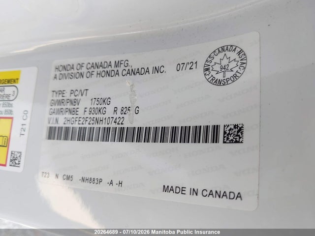 Honda Civic Lx 2022 2HGFE2F25NH107422 Image 9