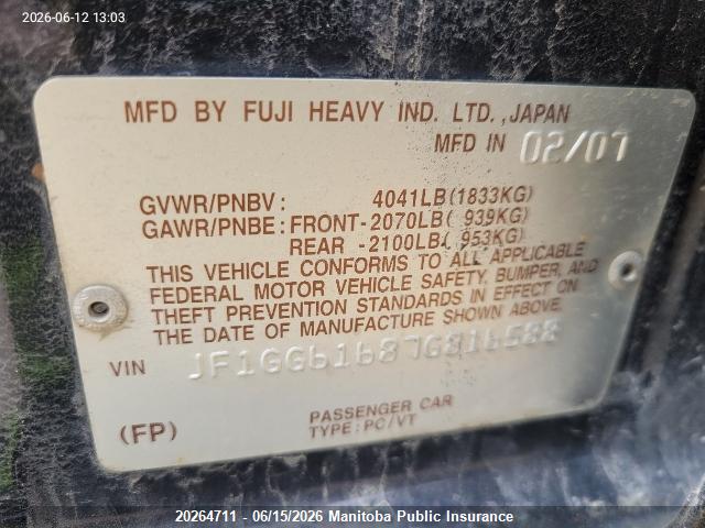 Продажа на аукционе авто 2007 Subaru Impreza 2.5i Sport, vin: JF1GG61687G816588, номер лота: 20264711