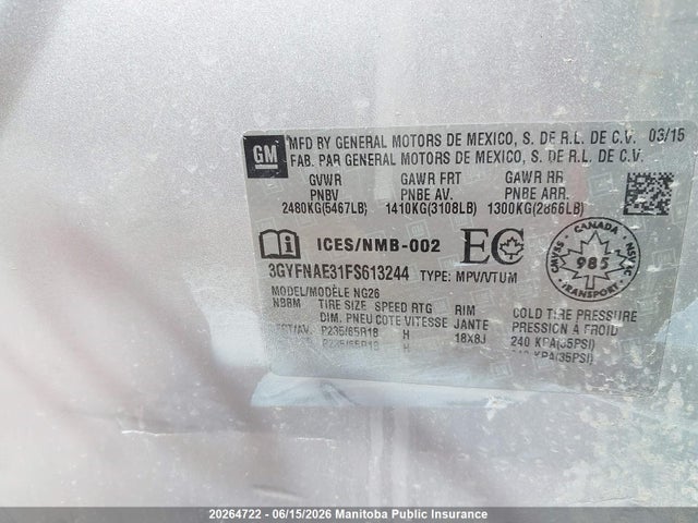 Cadillac Srx V6 2015 3GYFNAE31FS613244 Image 8